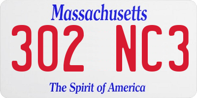 MA license plate 302NC3
