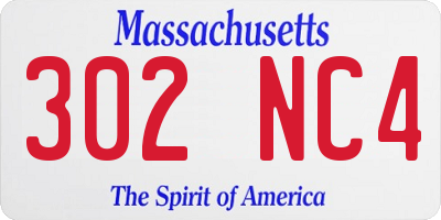 MA license plate 302NC4
