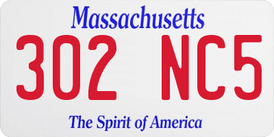 MA license plate 302NC5