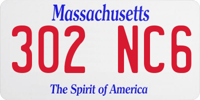 MA license plate 302NC6