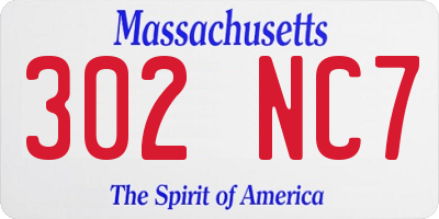 MA license plate 302NC7