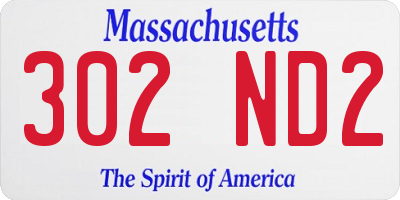 MA license plate 302ND2