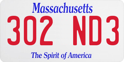 MA license plate 302ND3