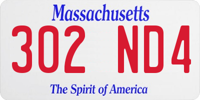 MA license plate 302ND4