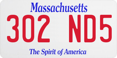 MA license plate 302ND5