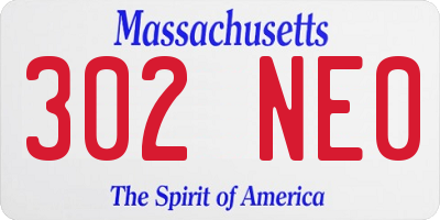 MA license plate 302NE0