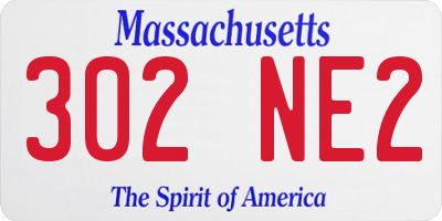 MA license plate 302NE2
