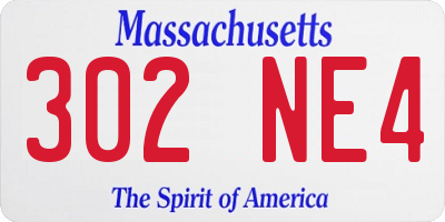 MA license plate 302NE4