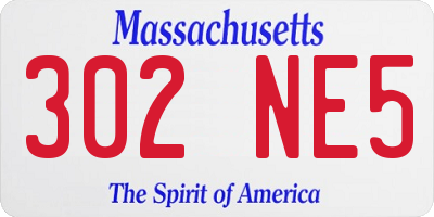 MA license plate 302NE5