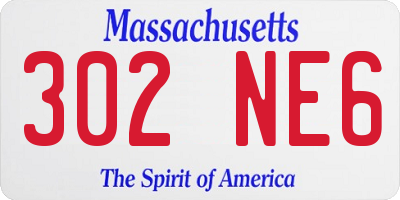 MA license plate 302NE6