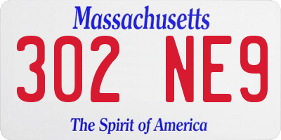 MA license plate 302NE9