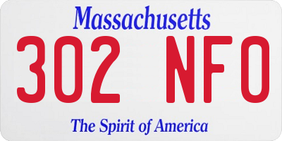 MA license plate 302NF0