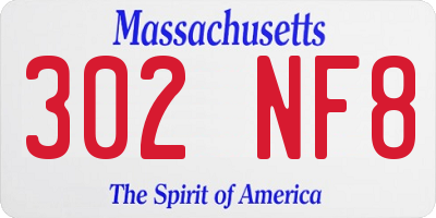 MA license plate 302NF8