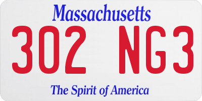 MA license plate 302NG3