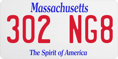 MA license plate 302NG8