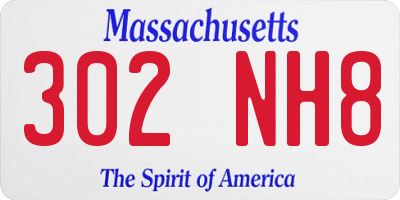MA license plate 302NH8
