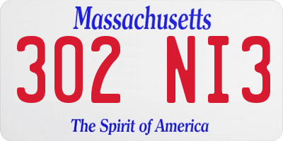 MA license plate 302NI3