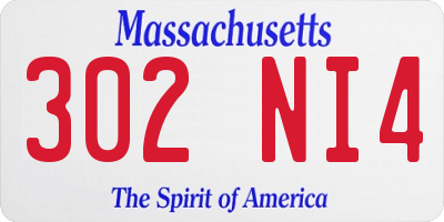 MA license plate 302NI4