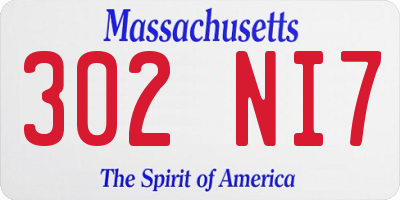 MA license plate 302NI7