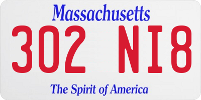MA license plate 302NI8