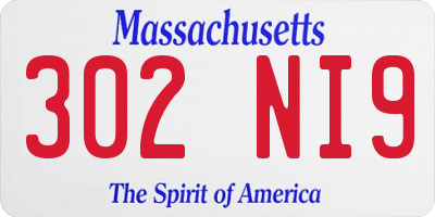 MA license plate 302NI9