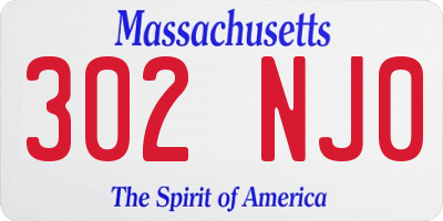 MA license plate 302NJ0