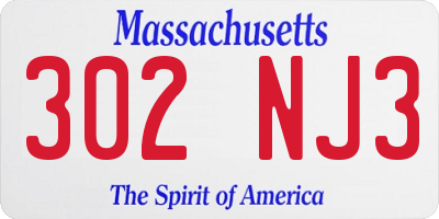 MA license plate 302NJ3
