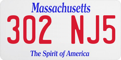 MA license plate 302NJ5