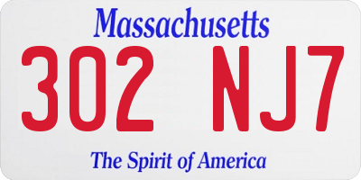 MA license plate 302NJ7