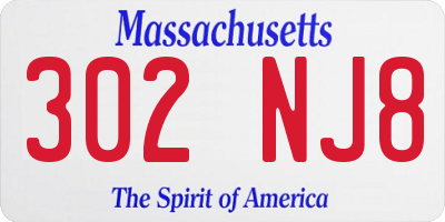 MA license plate 302NJ8