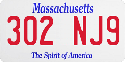 MA license plate 302NJ9