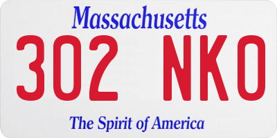 MA license plate 302NK0