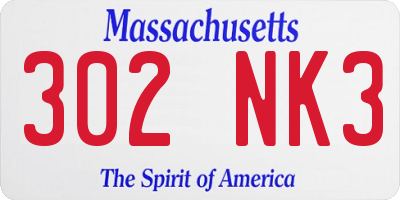 MA license plate 302NK3