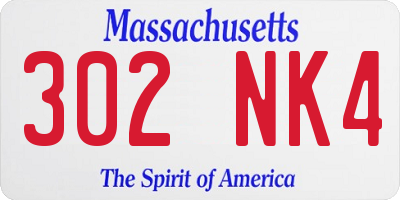 MA license plate 302NK4
