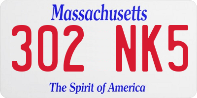 MA license plate 302NK5