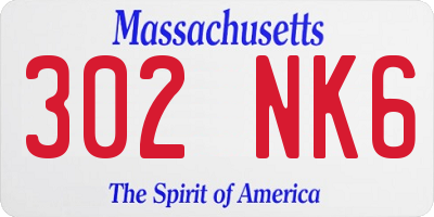 MA license plate 302NK6