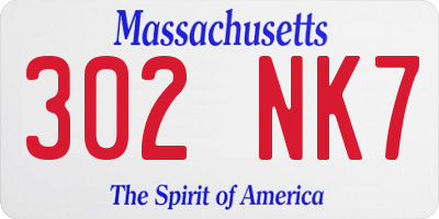 MA license plate 302NK7