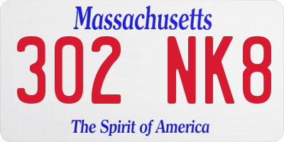 MA license plate 302NK8