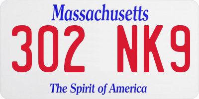 MA license plate 302NK9