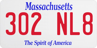 MA license plate 302NL8