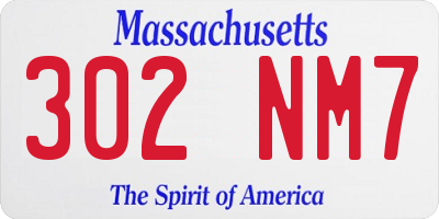 MA license plate 302NM7