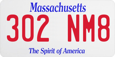 MA license plate 302NM8