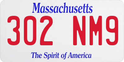 MA license plate 302NM9