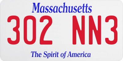 MA license plate 302NN3
