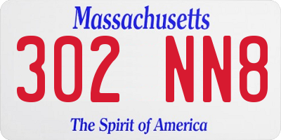 MA license plate 302NN8