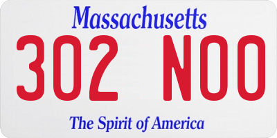 MA license plate 302NO0