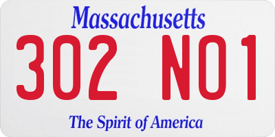 MA license plate 302NO1