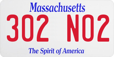 MA license plate 302NO2