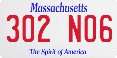 MA license plate 302NO6