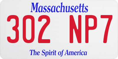 MA license plate 302NP7